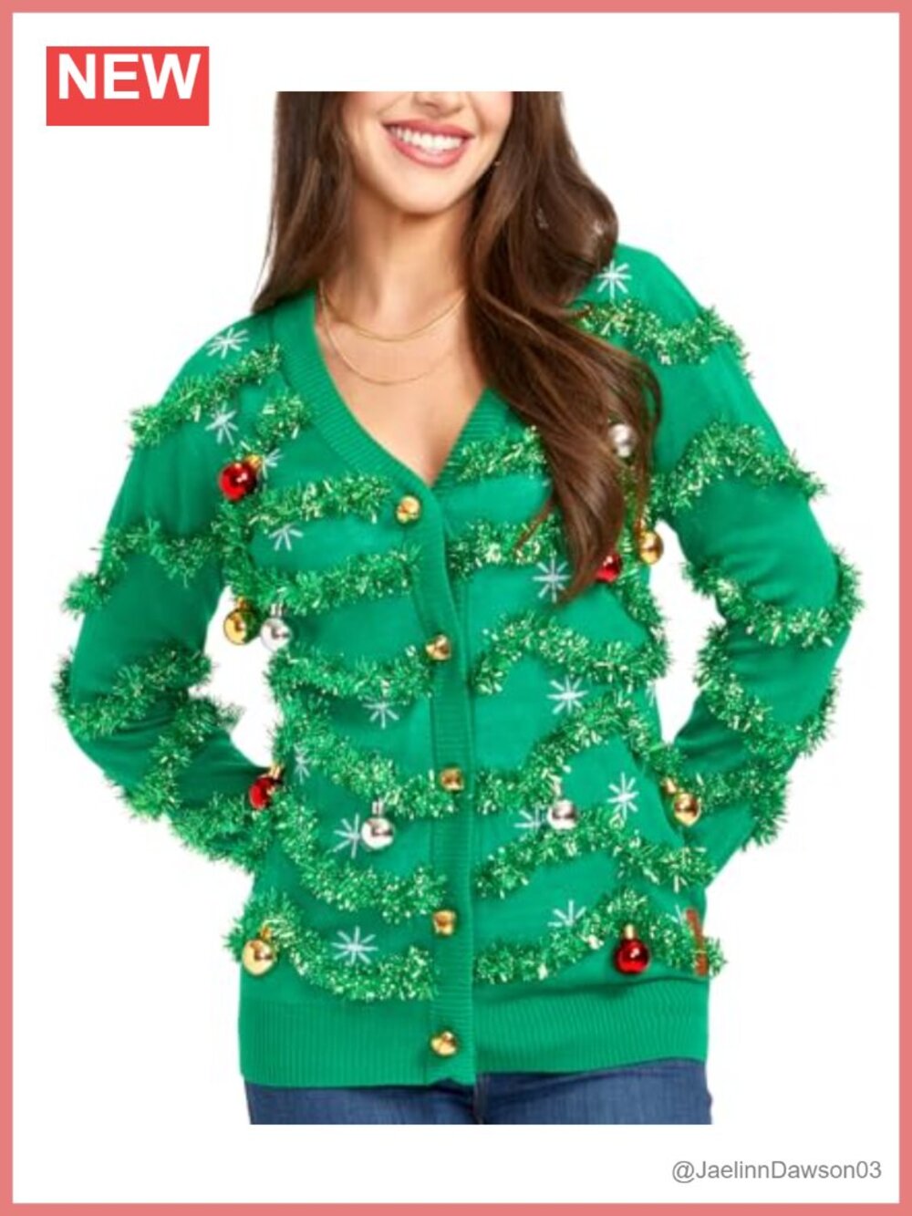 Tipsy Elves Women's Ugly Christmas Cardigan Sweater Button V-Neck Holiday